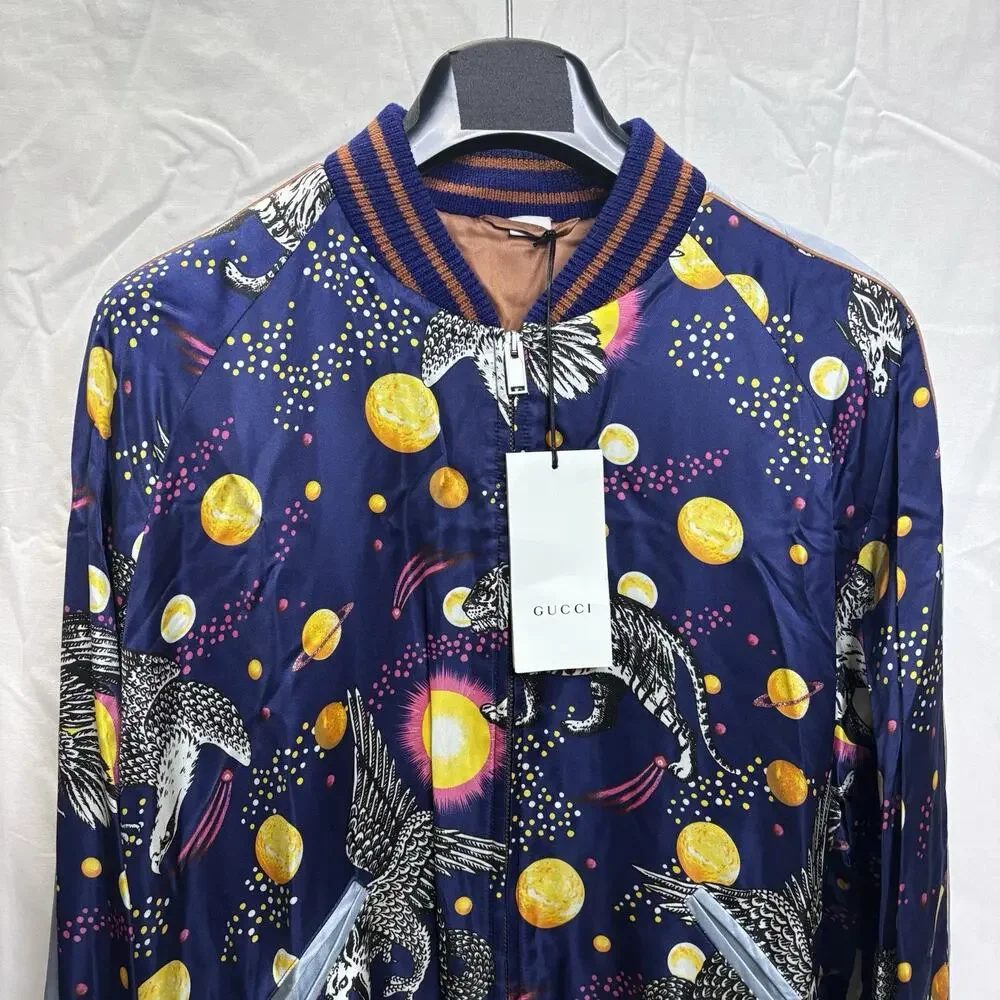GUCCI Space Animals Alessandro Michele Bomber Jacket Blue Sz 50